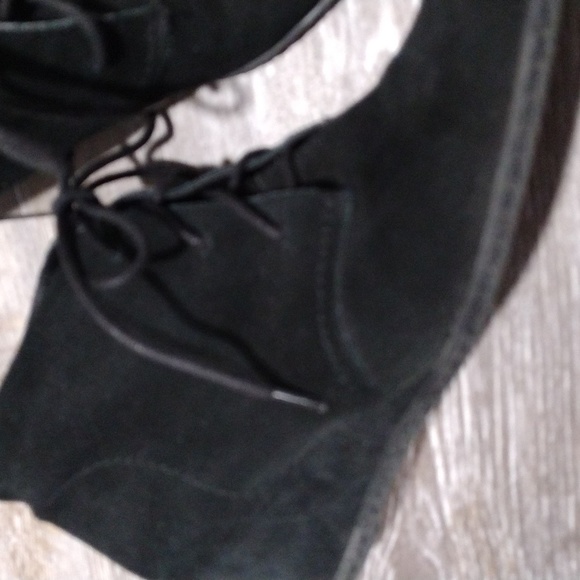 Franco Sarto black suede wedge booties. Size 8.5 - Picture 2 of 12